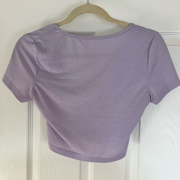 SHEIN Lavender Wrap Crop Top with Cut-Out – Size M - Picture 2 of 6